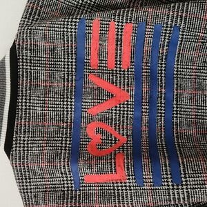 EV1 Women Grey Plaid LOVE Baseball Jacket